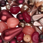 Assortiment de perles de bohème - Mix Grenat x50g