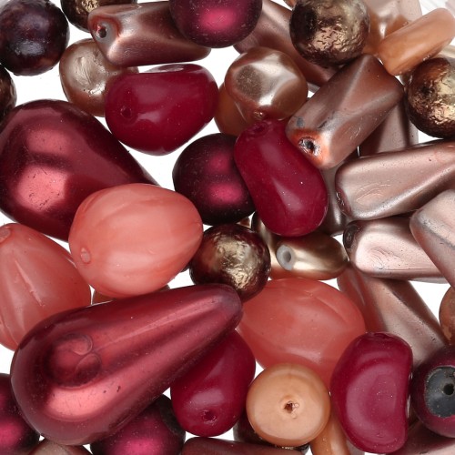 Assortiment de perles de bohème - Mix Grenat x50g
