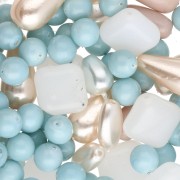 Assortiment de perles de bohème - Mix Baby Blue x50g
