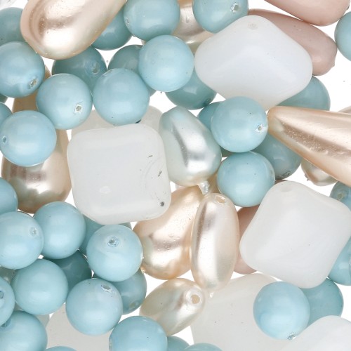 Assortiment de perles de bohème - Mix Baby Blue x50g
