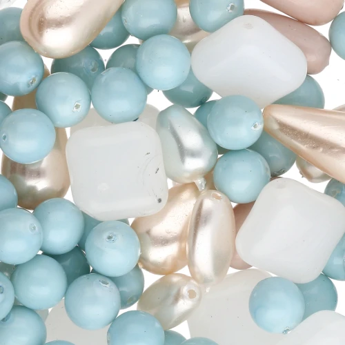 Assortiment de perles de bohème - Mix Baby Blue x50g