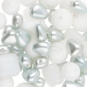Assortiment de perles de bohème - Mix White & Silver x50g