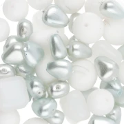 Assortiment de perles de bohème - Mix White & Silver x50g