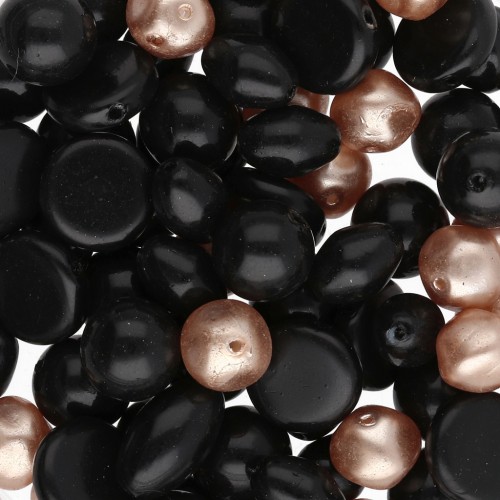 Assortiment de perles de bohème - Mix Noir & Gold x50g