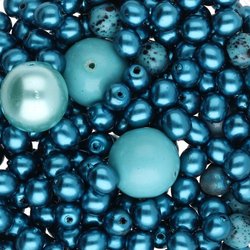 Assortiment de perles de bohème - Mix Turquoise x50g