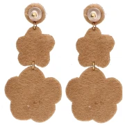 Boucles d'oreilles pendantes fleurs 91x43 mm en perles brodés - Bronze x2