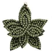 Pendentif fleur 38 mm en perles brodés - Kaki x1