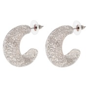 Créoles larges 29 mm en résine - Pailleté argenté x2