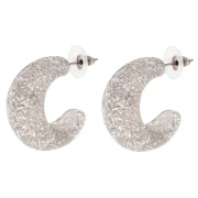 Créoles larges 29 mm en résine - Pailleté argenté x2