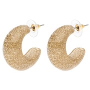 Créoles larges 29 mm en résine - Pailleté doré x2