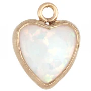 Breloque coeur 7x5.5 mm cabochon imitation White Opal Gold filled (or laminé) x1
