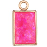 Hot Pink - Breloque rectangle 9x5 mm cabochon imit Hot Pink Opal Gold filled (or laminé) x1 Breloque rectangle 9x5 mm cabochon imit Hot Pink Opal Gold filled (or laminé) x1