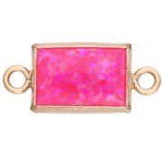 Intercalaire rectangle 10x5 mm cabochon imit Hot Pink Opal Gold filled (or laminé)