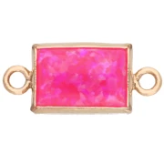 Intercalaire rectangle 10x5 mm cabochon imit Hot Pink Opal Gold filled (or laminé)