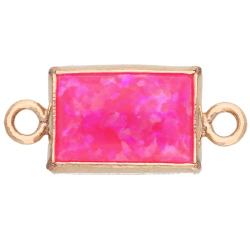 Intercalaire rectangle 10x5 mm cabochon imit Hot Pink Opal Gold filled (or laminé)