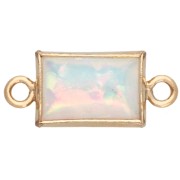 Intercalaires - Intercalaire rectangle 10x5 mm cabochon imit White Opal Gold filled (or laminé) Intercalaire rectangle 10x5 mm cabochon imit White Opal Gold filled (or laminé)