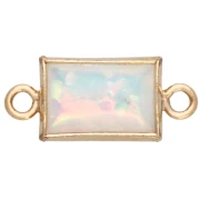 Intercalaire rectangle 10x5 mm cabochon imit White Opal Gold filled (or laminé)