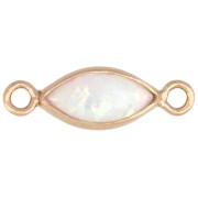 Intercalaire navette 10x4 mm cabochon imit White Opal Gold filled (or laminé) x1