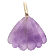 Pendentif coquillage 27x22 mm pierre gemme et Oxyde de zirconium - Amethyste x1