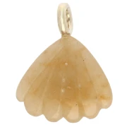 Pendentif coquillage 27x22 mm pierre gemme et Oxyde de zirconium Calcedoine Jaune