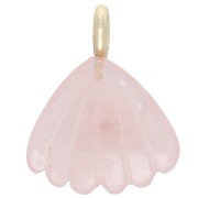 Pendentif coquillage 27x22 mm pierre gemme et Oxyde de zirconium - Quartz Rose x1