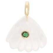Pierre de lune - Pendentif coquillage 27x22 mm pierre gemme et Oxyde de zirconium - Pierre de lune Pendentif coquillage 27x22 mm pierre gemme et Oxyde de zirconium - Pierre de lune