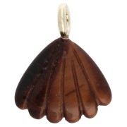 Pendentif coquillage 27x22 mm pierre gemme et Oxyde de zirconium - Oeil de Tigre