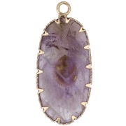 Pendentif ovale 35x16 mm en pierre gemme et imitation Turquoise - Amethyste x1