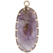 Pendentif ovale 35x16 mm en pierre gemme et imitation Turquoise - Amethyste x1