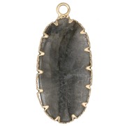 Pendentif ovale 35x16 mm en pierre gemme et imitation Turquoise - Labradorite x1