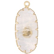 Pendentif ovale 35x16 mm en pierre gemme et imitation Turquoise - Pierre de Lune