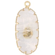 Pendentif ovale 35x16 mm en pierre gemme et imitation Turquoise - Pierre de Lune