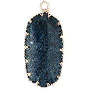 Pendentif ovale 35x16 mm pierre gemme teintée et imitation Turquoise - Agate bleue