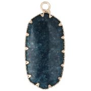 Pendentif ovale 35x16 mm pierre gemme teintée et imitation Turquoise - Agate bleue