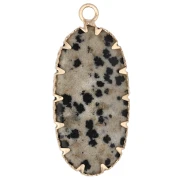 Pendentif ovale 35x16 mm en pierre gemme et imitation Turquoise - Jape Dalmatien