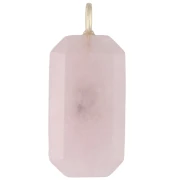 Pendentif rectangle 34x15 mm pierre gemme et CZ - Quartz rose - Rose ou Violet