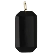 Pendentif rectangle 34x15 mm pierre gemme et CZ - Onyx noir - Rose ou Violet