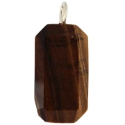 Pendentif rectangle 34x15 mm pierre gemme et CZ - Oeil de tigre - Rose ou Violet