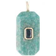 Pendentif rectangle 34x15 mm pierre gemme et CZ - Amazonite - Rose ou Violet
