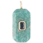 Pendentif rectangle 34x15 mm pierre gemme et CZ - Amazonite - Rose ou Violet