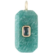 Pendentif rectangle 34x15 mm pierre gemme et CZ - Amazonite - Rose ou Violet