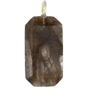 Pendentif rectangle 34x15 mm pierre gemme et CZ - Labradorite - Rose ou Violet