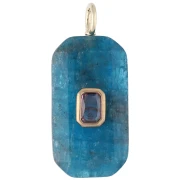 Pendentif rectangle 34x15 mm pierre gemme et CZ - Apatite - Rose ou Violet