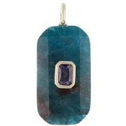 Pendentif rectangle 34x15 mm pierre gemme et CZ - Apatite - Rose ou Violet