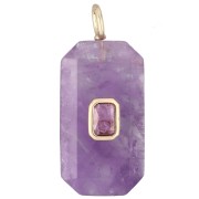 Amethyste - Pendentif rectangle 34x15 mm pierre gemme et CZ - Amethyste - Rose ou Violet Pendentif rectangle 34x15 mm pierre gemme et CZ - Amethyste - Rose ou Violet