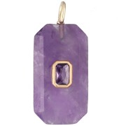Pendentif rectangle 34x15 mm pierre gemme et CZ - Amethyste - Rose ou Violet