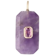 Pendentif rectangle 34x15 mm pierre gemme et CZ - Amethyste - Rose ou Violet
