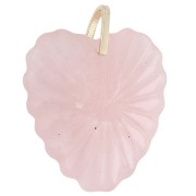 Pendentif coeur 32x30 mm en pierre gemme et CZ - Quartz Rose x1