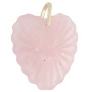 Pendentif coeur 32x30 mm en pierre gemme et CZ - Quartz Rose x1