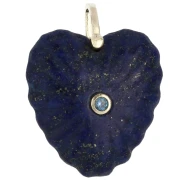 Pendentif coeur 32x30 mm en pierre gemme et CZ - Lapis Lazuli x1